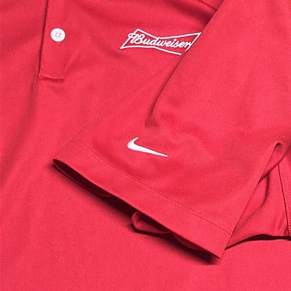 Nike Golf Red Polo Dri-Fit Embroidered Budweiser & Nike Logo on Sleeve Size XL - Picture 4 of 5